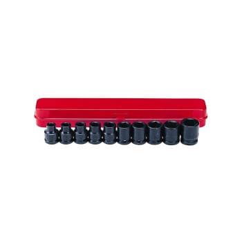 Jeu de douilles à chocs 1/2" SAE (6 côtés) 10 pièces