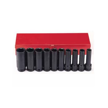 Jeu de douilles à chocs Force 1/2" 6 pans longs 10 pièces