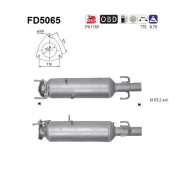 Filtre à particules diesel, système d'échappement FD5065 AS
