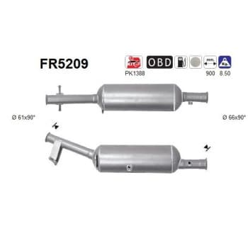 Filtre à particules diesel, système d'échappement FR5209 AS