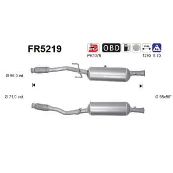 Filtre à particules diesel, système d'échappement FR5219 AS