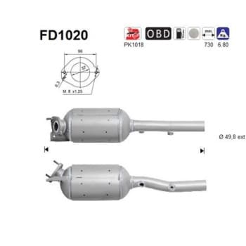 Filtre à particules / à suie, échappement FD1020 AS