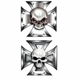 Stickerset Skull in IronCross - 2x 8x8cm