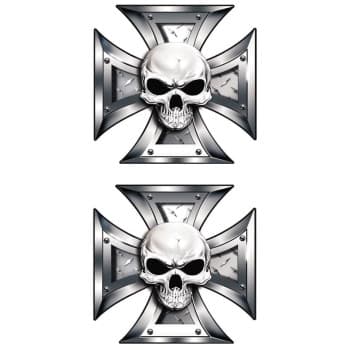 Stickerset Skull + BlackEyes dans IronCross - 2x 8x8cm
