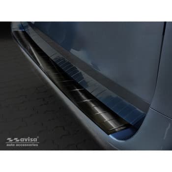 Protection de seuil arrière en acier inoxydable noir Mercedes Vito / Classe V 2014- &#39;Ribs&#39; (Version longue)