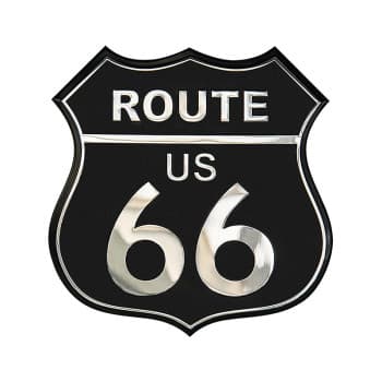 Emblème/Logo en Aluminium - ROUTE 66 - Noir - 8x8cm