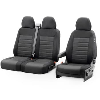 Ensemble de housses de siège en tissu au design original 2+1 adapté pour Ford Transit 2014- (avec accoudoir dans la ba