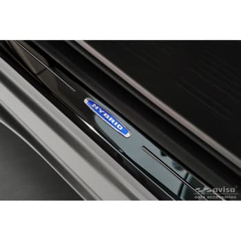 Seuils de porte en acier inoxydable noir brillant sur mesure pour Volkswagen Multivan T7 2021- &#39;Hybrid&#39; - 4 piè