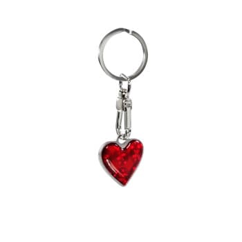 Porte-clés inox - &#39;Coeur&#39; Rouge