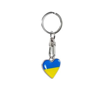Porte-clés en acier inoxydable - &#39;Coeur&#39; Ukraine