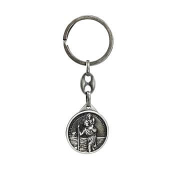 Porte-clés en acier inoxydable – « Saint-Christophe » et « Madone de CzÄ™stochowa » (couleur argent)