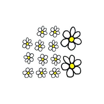 Sticker Fleurs blanches / jaunes - 13.5x15.5cm